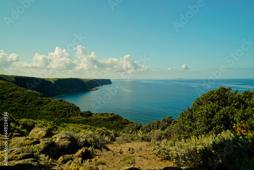Veduta panoramica del Golfo di Bosa da Punta Foghe. Oristano, Sardegna. Italy