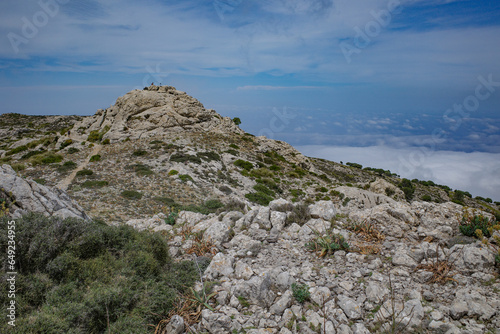 Mallorca, Spain - 11 June, 2023: Views of the Mediterranean sea and Tramuntana Mountains from Puig Caragoli, Mallorca photo