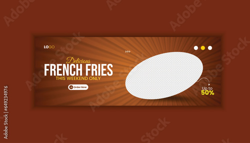 Delicious French Fries Promotional Facebook cover banner  design, restaurant banner template , Facebook cover, banner, social media post, timeline cover,