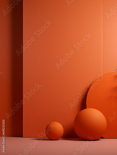 Minimalistic modern mock up background for products presentation, bright orange apricot color