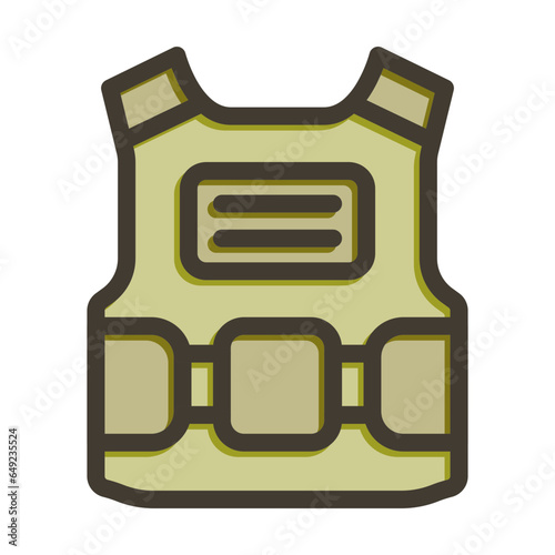 Bullet Proof Vest Glyph Vector Thick Line Filled Colors Icon Design