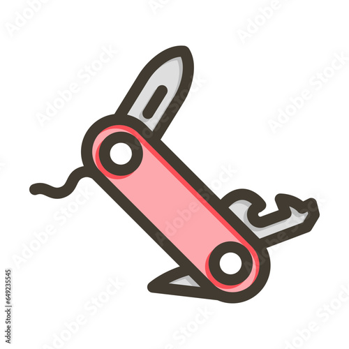 Swiss Knife Glyph Vector Thick Line Filled Colors Icon Design