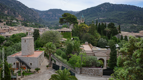 Valldemossa, Spain - 11 June, 2023: Views over the town of Valldemossa and Tramuntana Mountains, Mallorca photo
