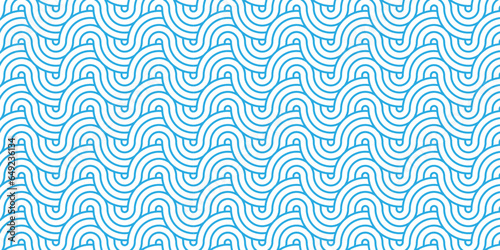  Seamless geometric ocean spiral pattern and abstract circle wave lines. blue seamless tile stripe geomatics overloping create retro square line backdrop pattern background. Overlapping Pattern.