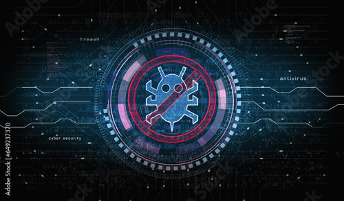 Antivirus cyber security virus detect symbol digital concept 3d illustration
