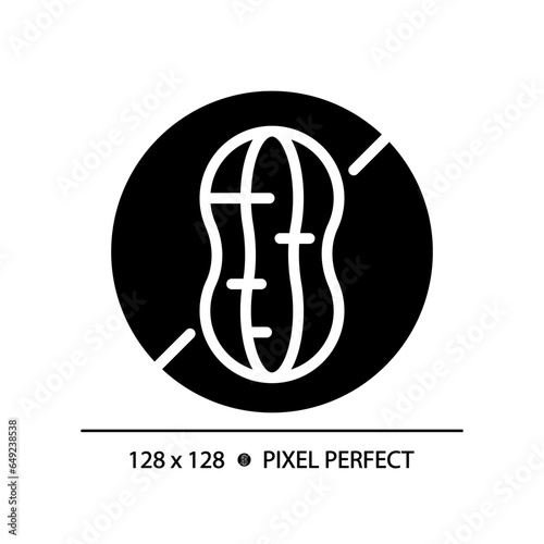 2D pixel perfect glyph style nut free icon, isolated vector, silhouette illustration representing allergen free.