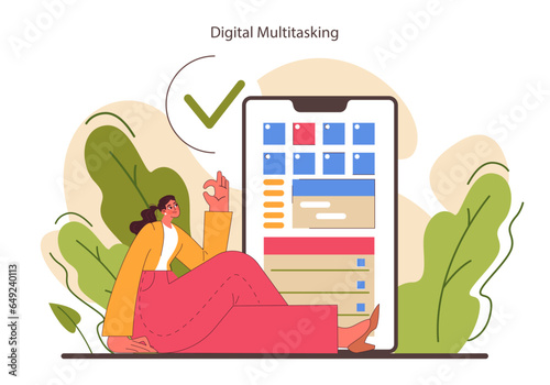 Digital multitasking. Effective and competent office worker time