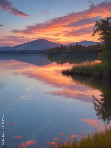 sunset over the lake