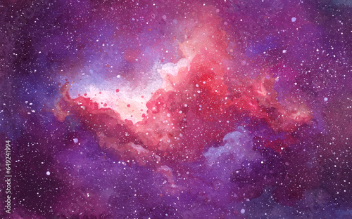 Vector cosmic illustration. Beautiful colorful space background. Watercolor Cosmos