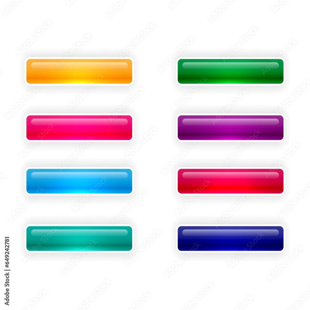 set of vector empty long buttons. collection of glossy multicolored buttons for design set of vector empty long buttons. collection of glossy multicolored buttons for design