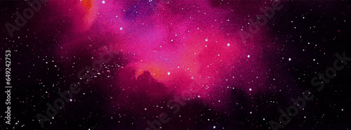 Vector cosmic illustration. Beautiful colorful space background. Watercolor Cosmos
