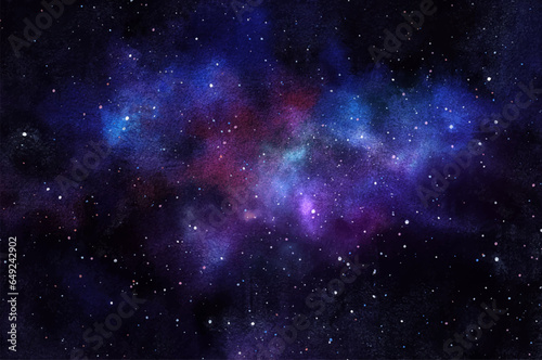 Vector cosmic illustration. Beautiful colorful space background. Watercolor Cosmos