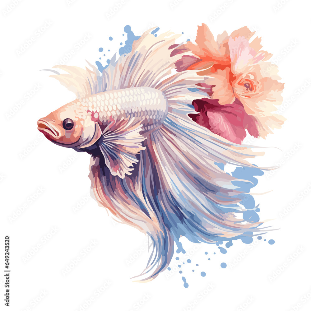 Fototapeta premium Beige Floral Fighter Fish Floral Fighter Fish , PNG, Illustration