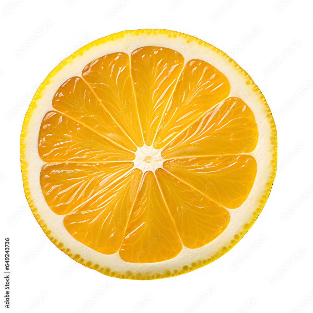 round lemon slice isolated on transparent background ,yellow lemon slice top view ,generative ai ...