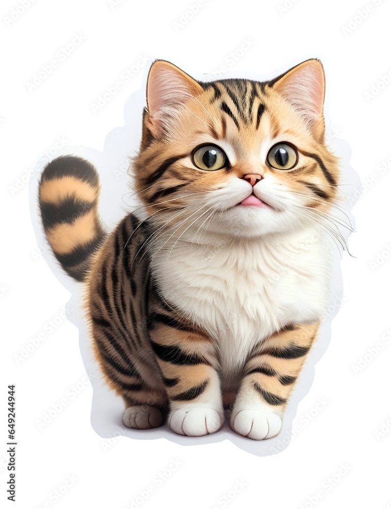 Obraz premium Cute Cat Sticker to Brighten Your Day