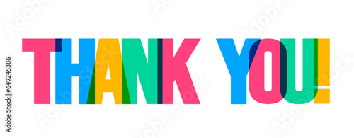 Thank you colorful lettering text font typography vector banner design template. colorful message and colorful big letters.