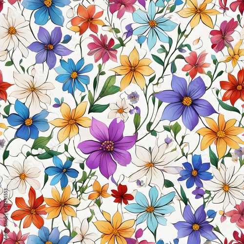 a seamless pattern of small flowers in a variety of colors and shapes  seamless pattern with flowers
