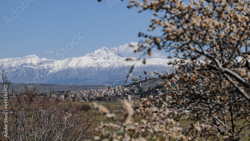 Spring view of the L'Aquila valley of the Abruzzo region overlooking
