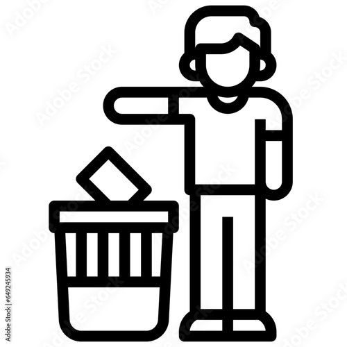 DISPOSE OF RUBBISH filled outline icon,linear,outline,graphic,illustration