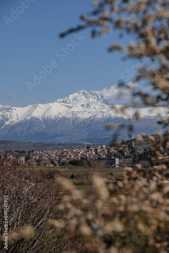 Spring view of the L'Aquila valley of the Abruzzo region overlooking