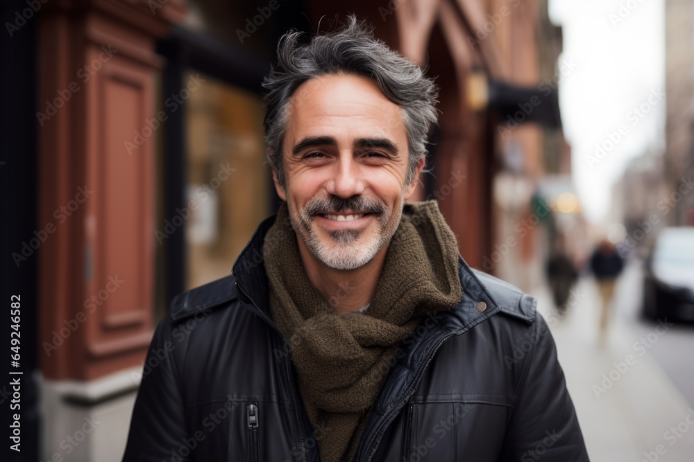 Portrait of a handsome middle-aged man in the street. Portrait of a handsome middle-aged man in the street.