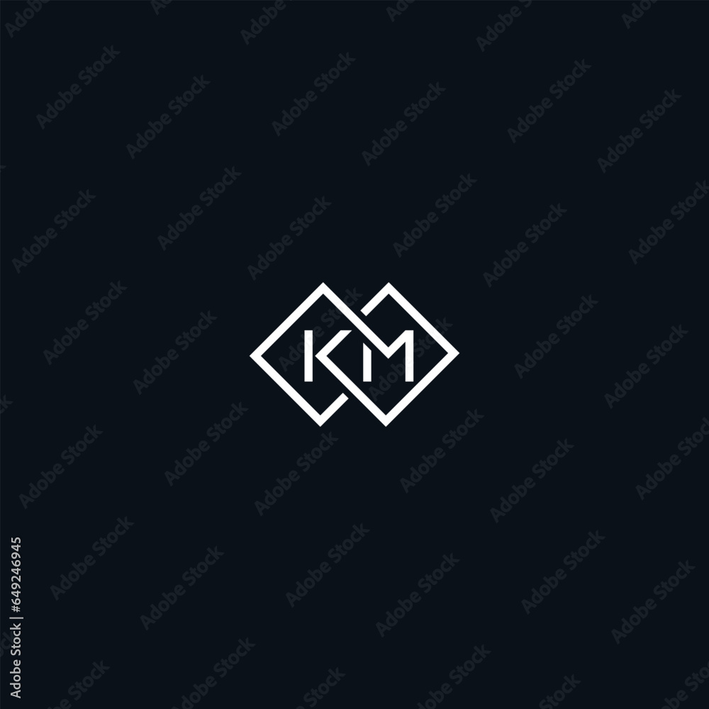 Fototapeta premium K M initial letters looping linked square monogram logo, EPS 10