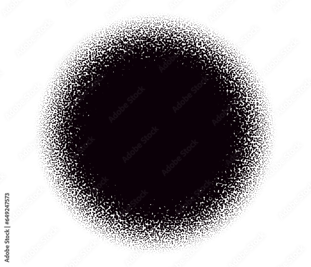 Halftone circle, duotone dot pattern on white background