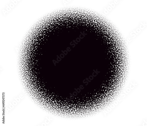 Halftone circle, duotone dot pattern on white background