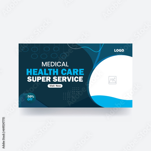 Medical healthcare youtube thumbnail hospital banner social media post clinic design template