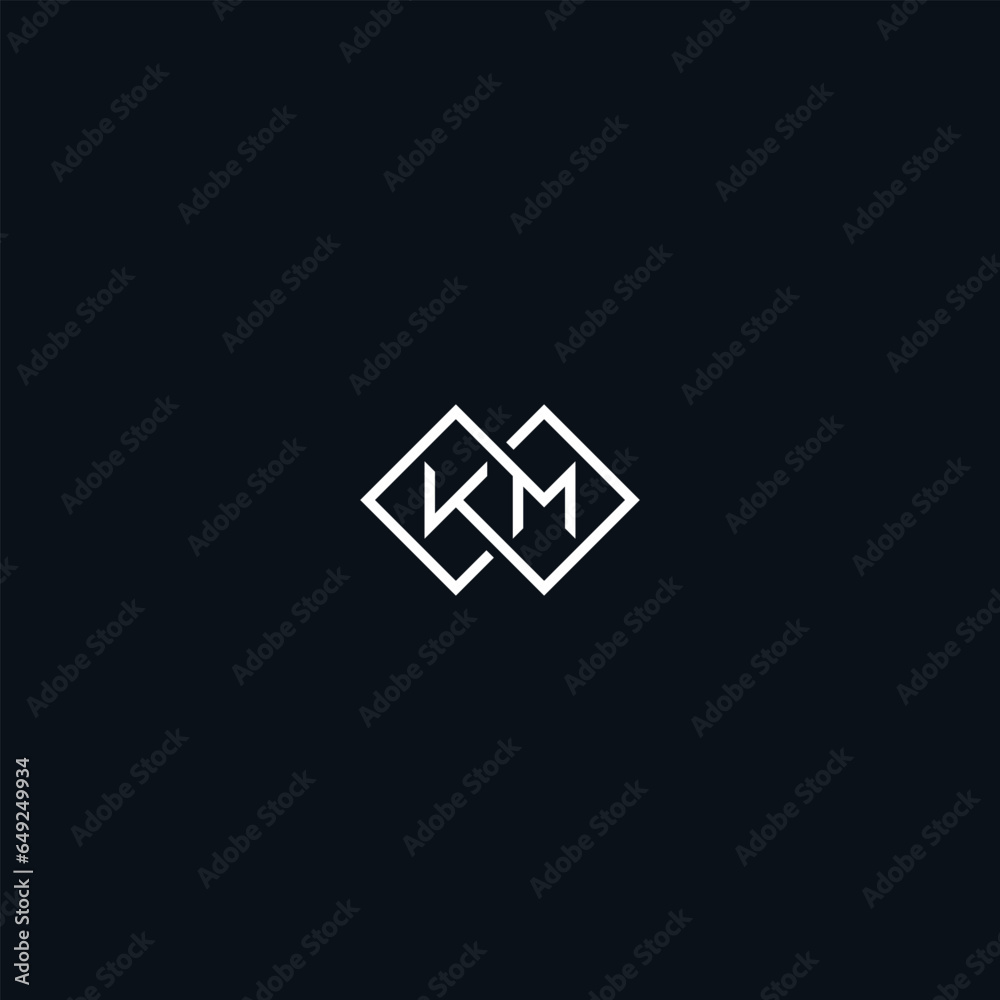 K M initial letters looping linked square monogram logo, EPS 10 K M initial letters looping linked square monogram logo, EPS 10