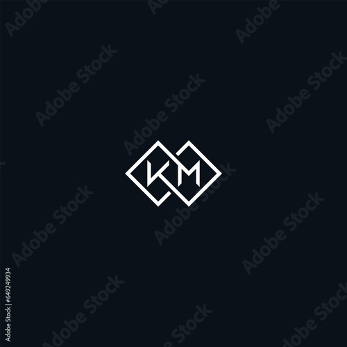 K M initial letters looping linked square monogram logo, EPS 10 © yamakasi
