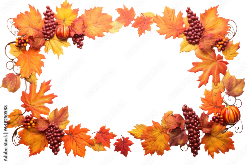 Fototapeta premium circle frame with autumn harvest, png file of isolated cutout object on transparent background.