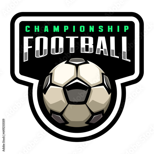 Soccer ball, football logo. Sport games. Sporting equipment. Emblem, badge.