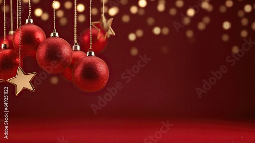 christmas ball and bulb light decoration in red background