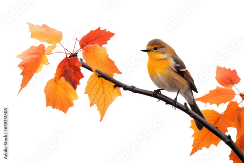 tit bird on an autumn branch, png file of isolated cutout object on transparent background.
