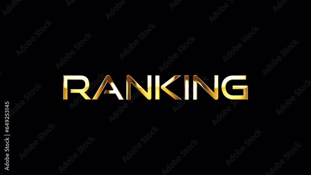 Loop Ranking gold text shine light motion title on black abstract background. promote advertising concept isolate using QuickTime Alpha Channel proress 444 Loop Ranking gold text shine light motion title on black abstract background. promote advertising concept isolate using QuickTime Alpha Channel proress 444