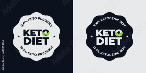 Set badge keto diet, Ketogenic diet, keto friendly, keto stamps, logo, icon, certified, stickers, packging design, isolated flat vector, illustration of new badge. on white background.