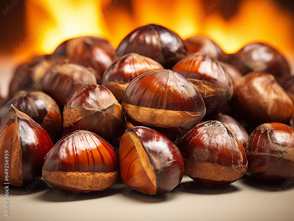 Obraz premium the chestnuts are roasted over the fire
