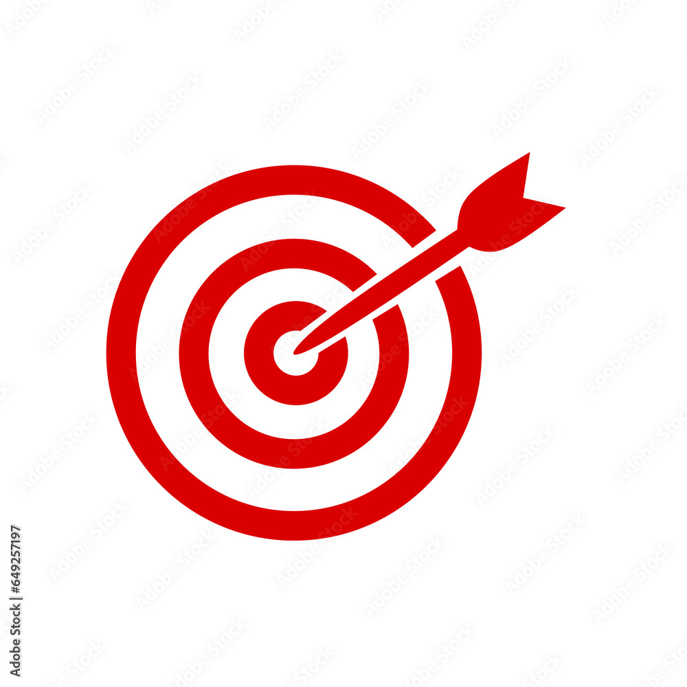 mission icon with simple design.red dart hitting target