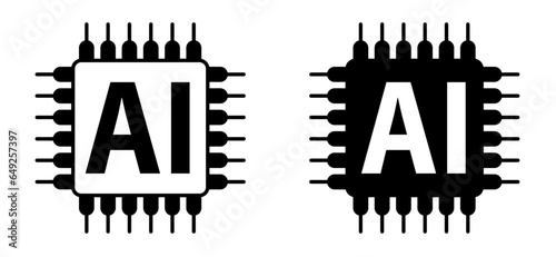 Artificial intelligence AI pictogram. Technology related to artificial intelligence, computers and systems that are intelligent, graphic of robot. Vector ai generated logo or symbol. Tech icon