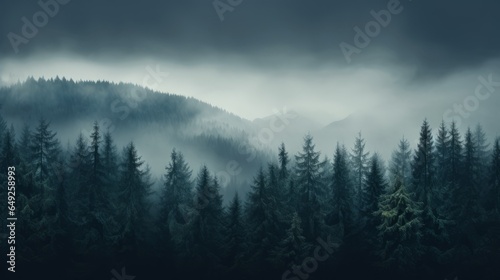 Misty morning in the mountains, Generative AI
