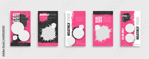 set of food post story social media banner template design. Creative design, easy Use for promotions you product. story food for your restaurant promotion