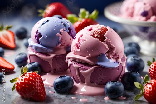 strawberry and blueberry ice cream