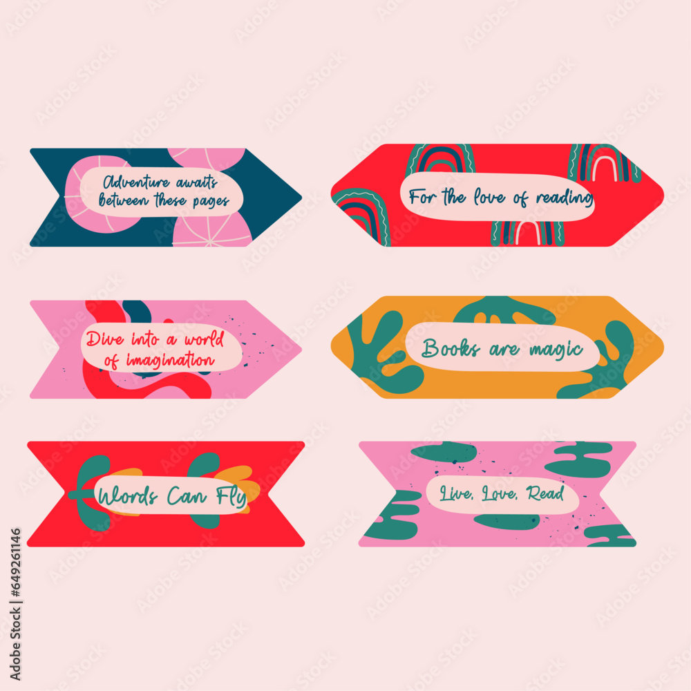 Template hand drawn cute bookmarks, stickers, label with an inscription