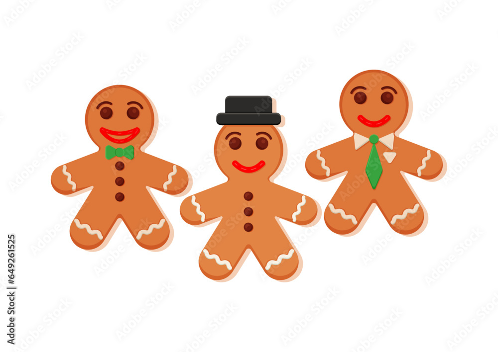 Fototapeta premium Gingerbread Cartoon Character Vector on White Background