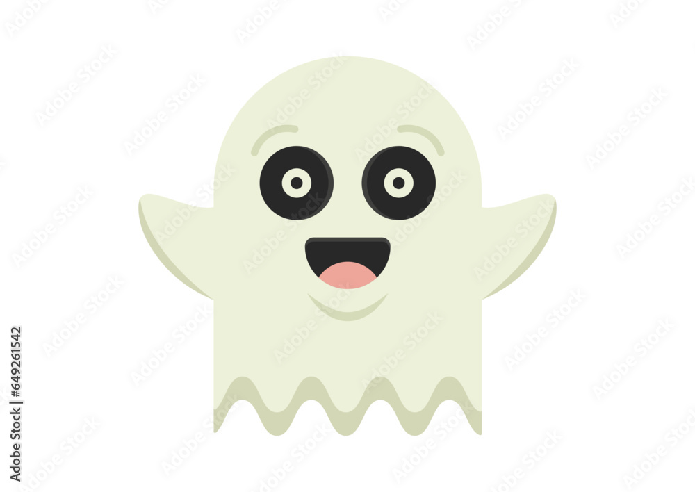 Ghost Cartoon Character Vector Flat Design isolated on white background Ghost Cartoon Character Vector Flat Design isolated on white background