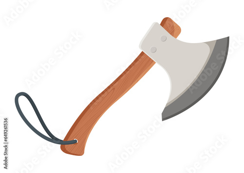 Hiking axe vector flat design. Camping axe clipart isolated on white background