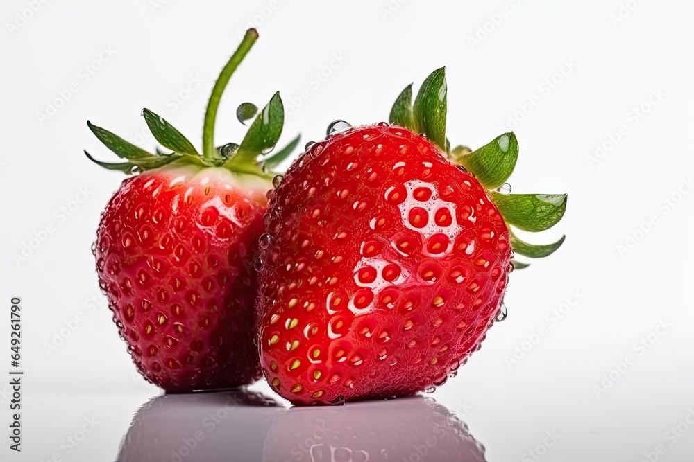 Tasty strawberry with drops isolated on white background. Sweet juicy ...