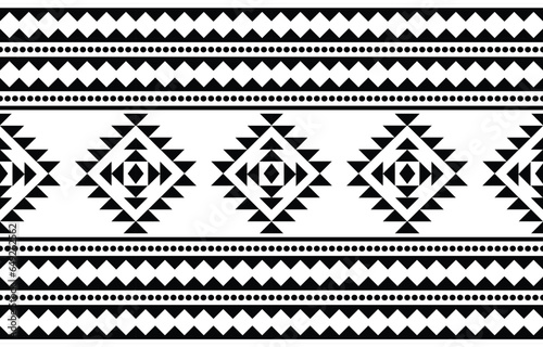 aztec seamless pattern.  rug textile print texture Tribal design, geometric symbols for logo, cards, fabric decorative works. traditional print vector illustration. on black and white background.