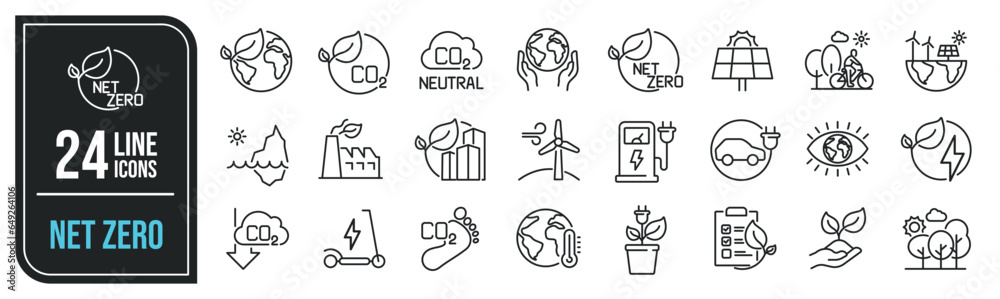 Netzero Alignment Blue Icon Net zero line icons. Editable stroke. For website marketing design ...